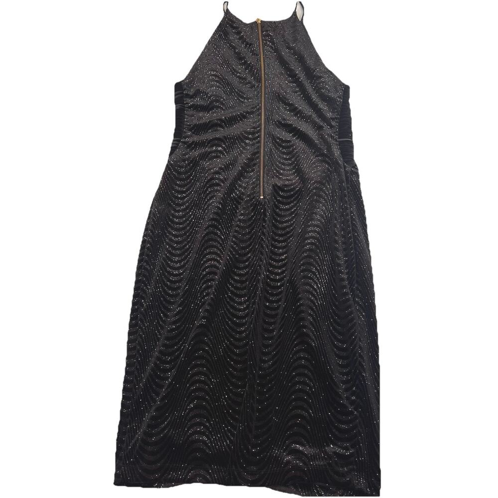 Premier Armour Dress Size 14 Black Sparkle Metallic Velour Cocktail Party NYE - Picture 2 of 11